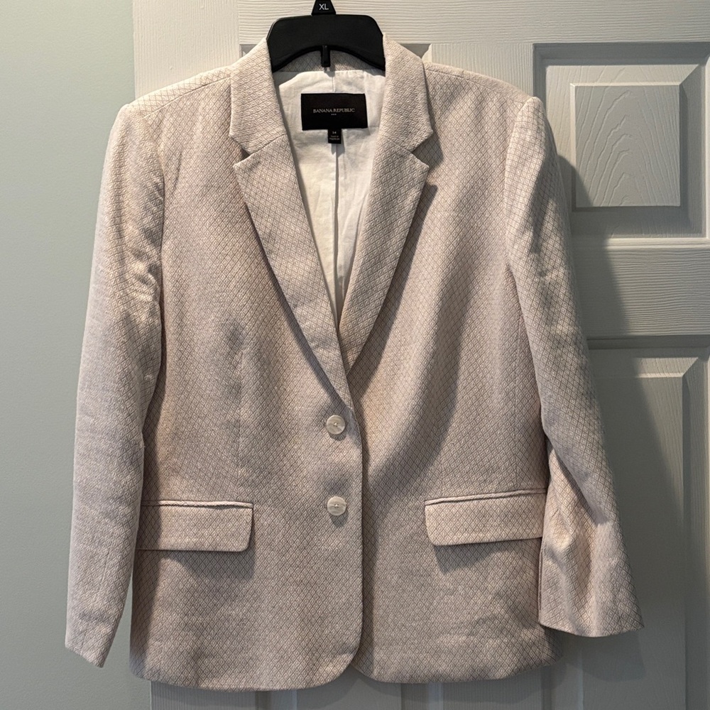 Banana Republic Women's Cream Patterned Blazer
